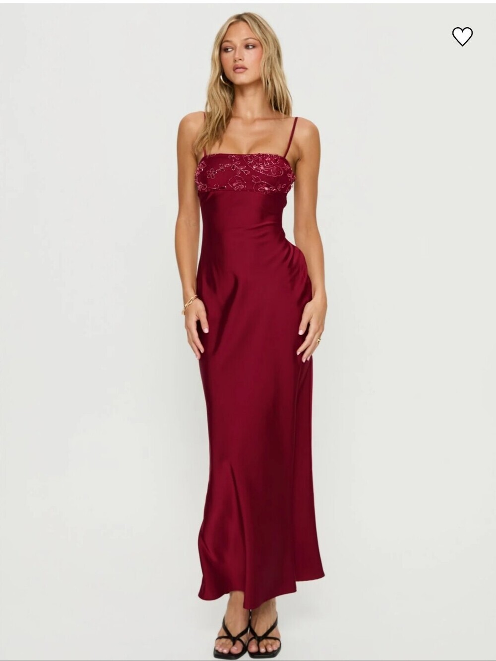 Princess Polly Engracia Sequin Burgundy Lace-Trim Slip Maxi Size 8 - Picture 2 of 10